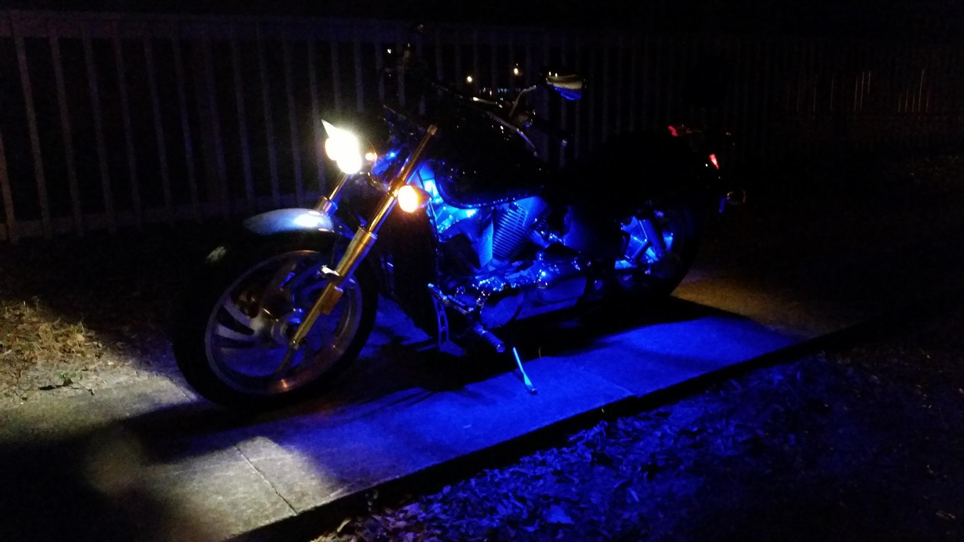 Brightest! RadLites 12 Piece Blue Motorcycle LED Light Kit with Remote and Effects 